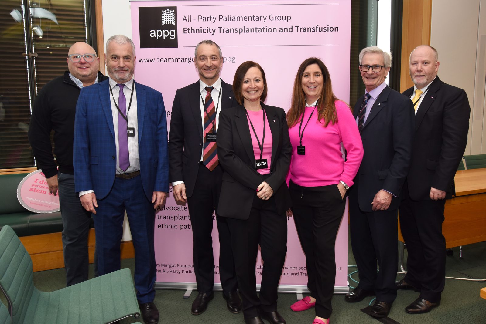 Team Margot, left to right: James Cuthbertson, Robin Osterley, Yaser, Margot's aunties Nadia and Charlotte, Dr. Daniel McCloskey and Alan Miller.