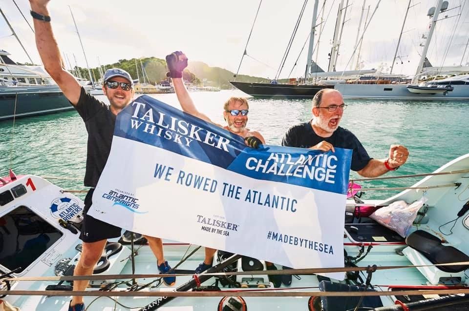 Team Margot Atlantic rowers, left to right: Hamish Miller, Martin Beaumont and Guy Dresser.