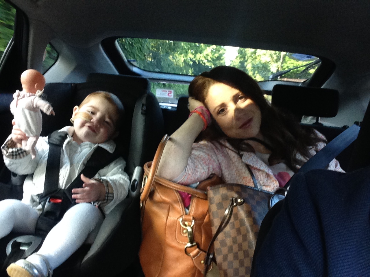 Margot and Vicki in the back of a car, heading to the Sky News studio.
