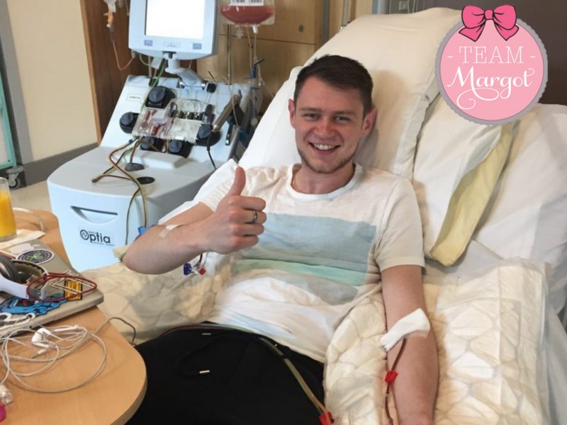 Tom donating stem cells via peripheral blood stem cell donation