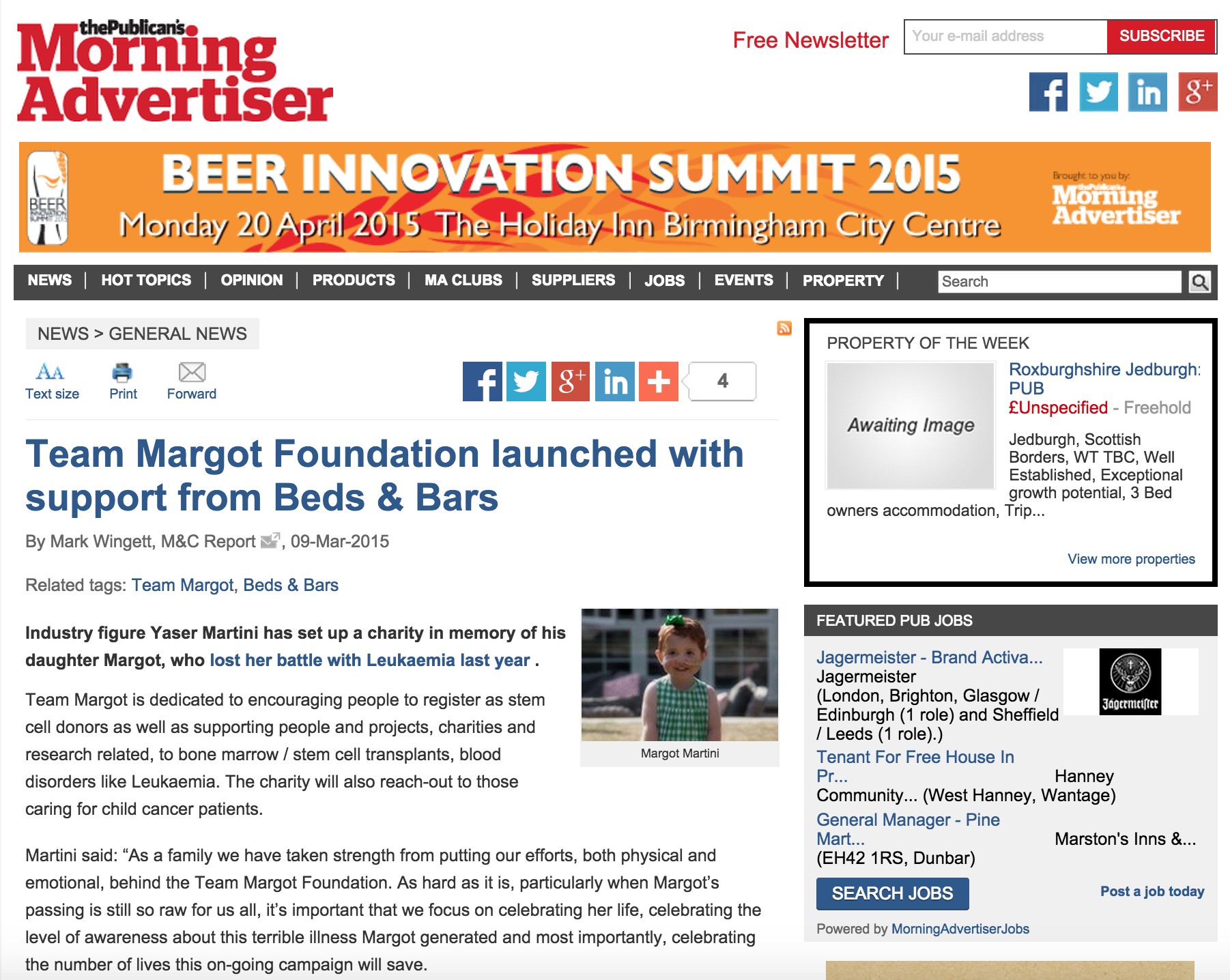 Team Margot is now a charity