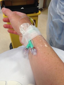 ... and then the blood (minus the peripheral stem cells) is returned to the donor via their other arm