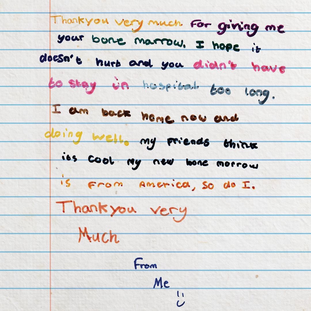 An anonymous patient to donor letter