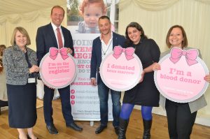 (L to R): Fiona Bruce MP; David Burrowes MP who is Chair of the APPG on Stem Cells, Katrina Krishnan Doyle (donor) and Margot's auntie Nadia