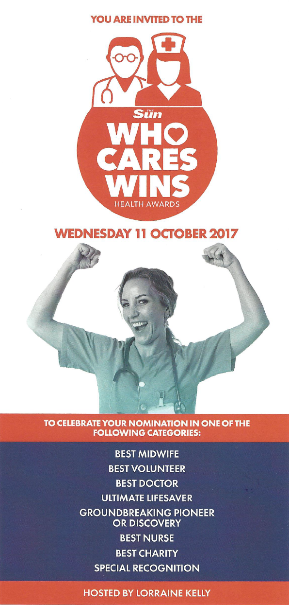 Team Margot Foundation has been nominated as ‘Best Charity’ in The Sun’s inaugural ‘WHO CARES WINS’ Health Awards